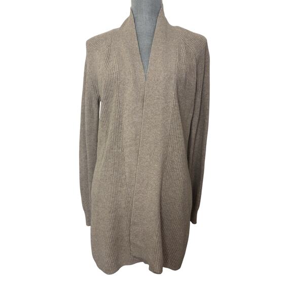 Loft Wool Blend Open Front Knit Neutral Cardigan Size Small Minimal Classic Cozy - Picture 1 of 4